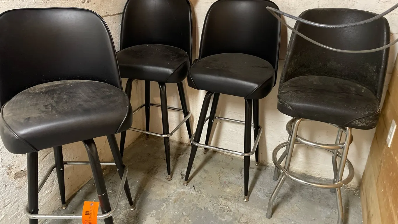 (4) Black Vinyl Upholstered Bar Stools