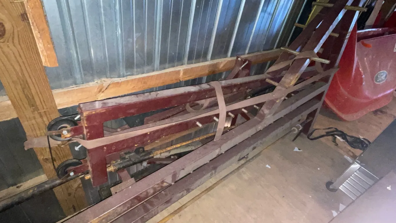 Folding Maroon Steel Frame Assembly