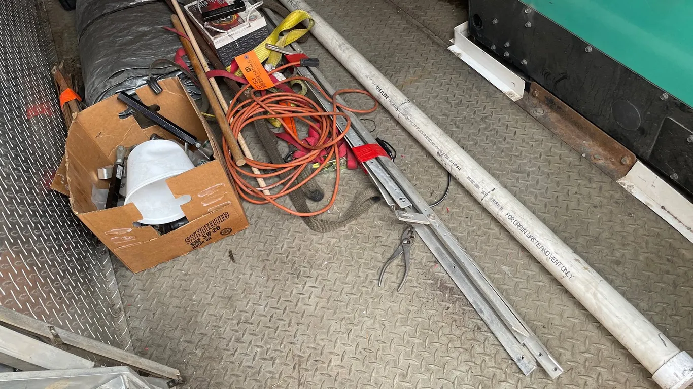 Bert Transmission in Case, XS Power 16V Battery, PVC Pipe, Straps, and More