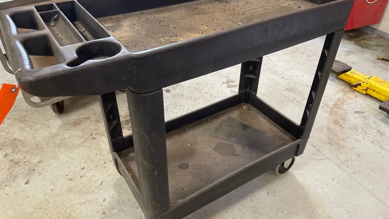 (1) Black Plastic Two Shelf Utility Cart