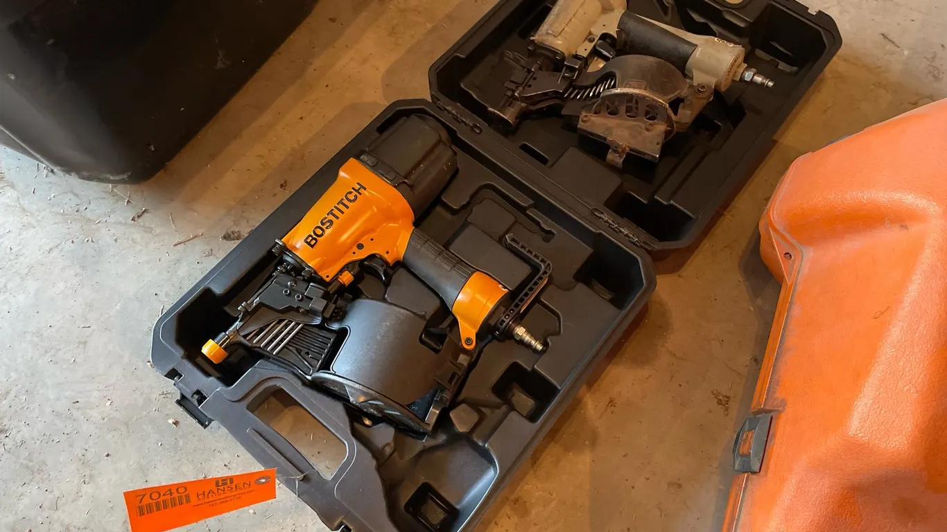 (2) Pneumatic Coil Nailers with Case
