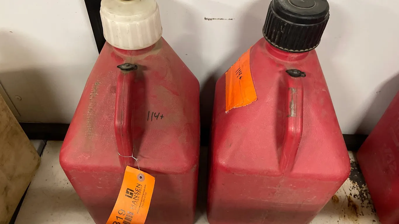 (2) Red Plastic Utility Fuel Jugs