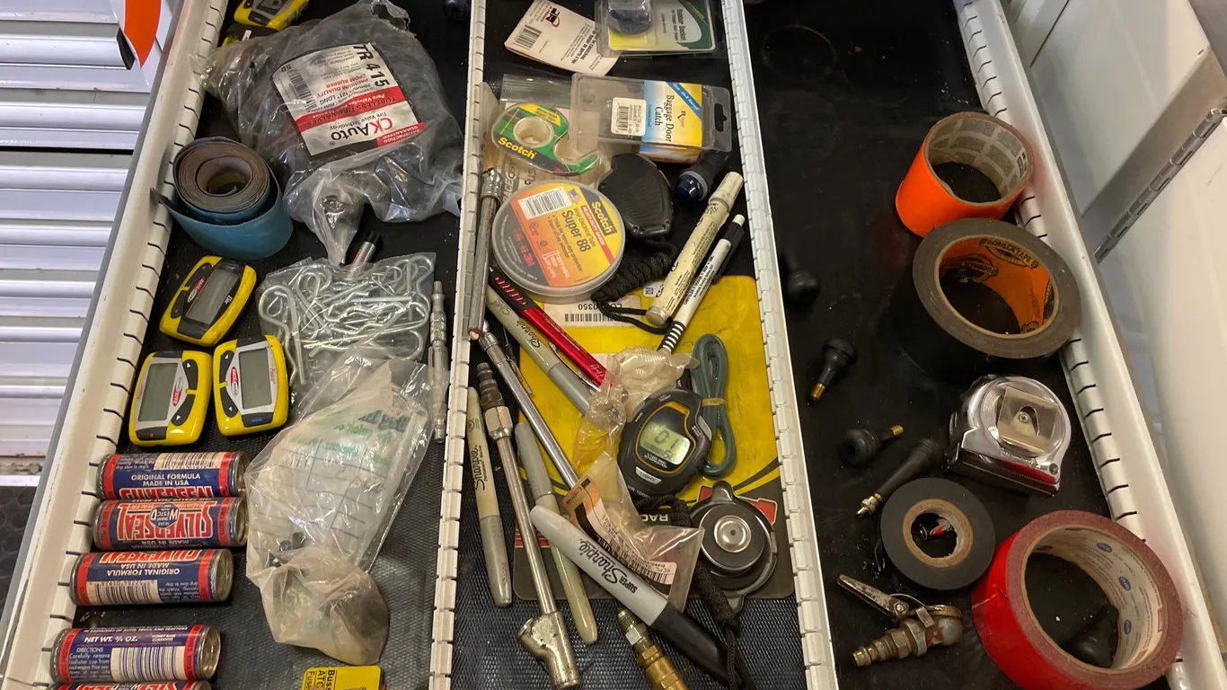 Radio Receivers, Radiator Sealer, Tire Valves, Tape, and More