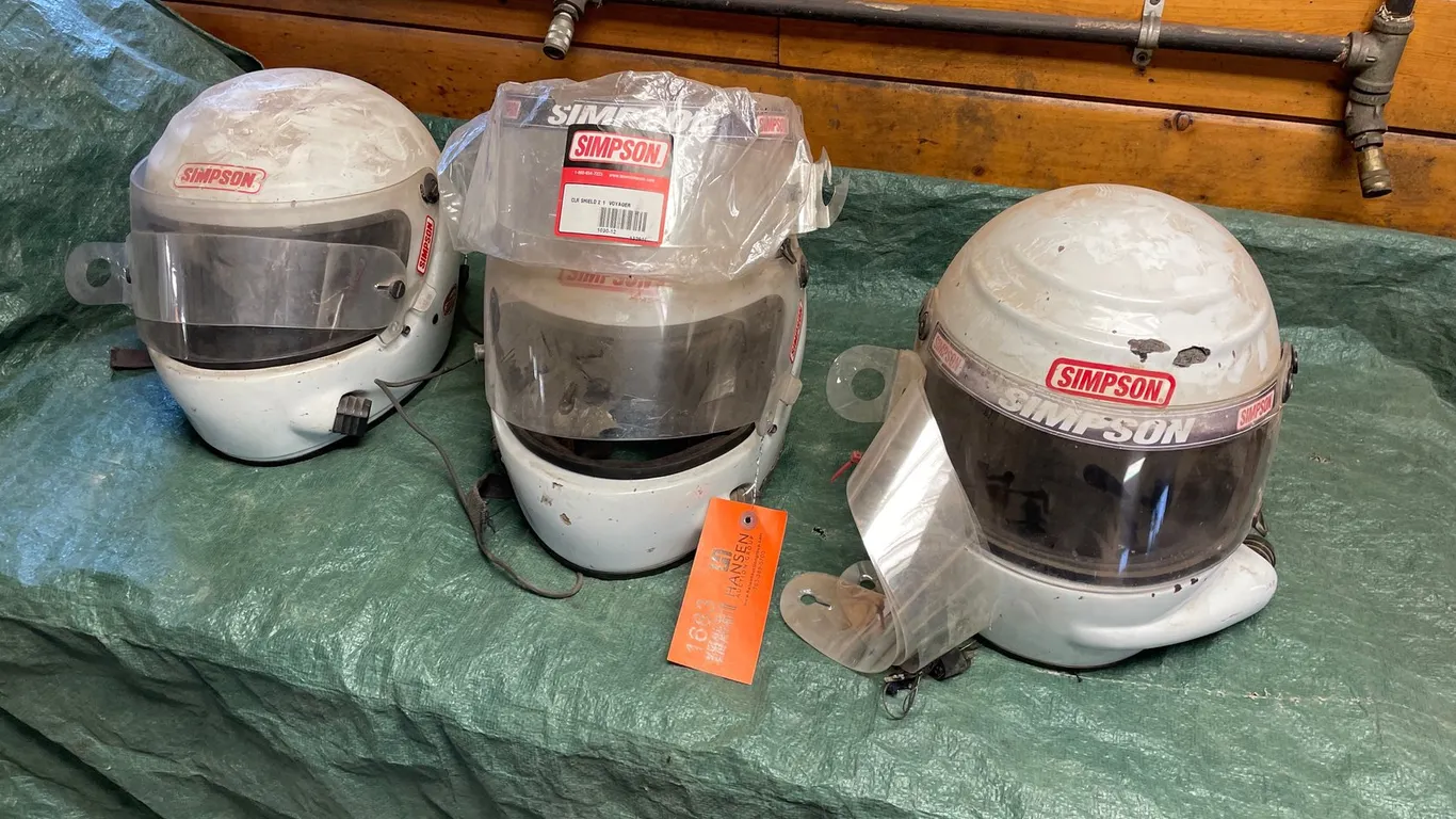 (3) Simpson Racing Helmets with Face Shields