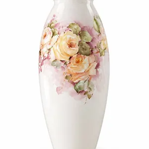 Limoges Porcelain Vase with Hand-Painted Floral Design and Gold Rim