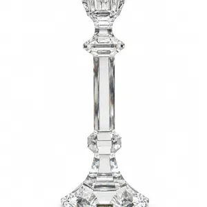 Saint-Louis France Crystal Candlestick with Faceted Design