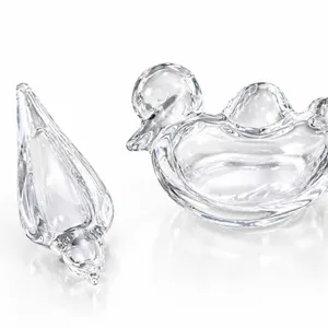 Val Saint Lambert Crystal Bird Sculptures, Two Pieces, Signed