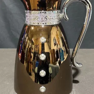 Thermos Flask Pitcher with Flower Knob and Chrome Handle, Insulated