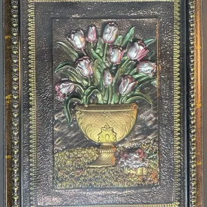 Framed Embossed Floral Still Life Wall Art Plaque with Vase, Approx. 24" x 17.5"