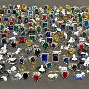 Costume Rings Lot, Colourful Imitation Gemstones, Various Sizes