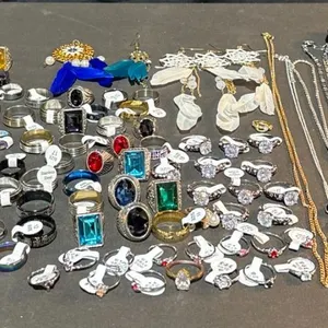 Large Mixed Lot of Costume Jewellery Rings Bracelets Necklaces Earrings Assortment