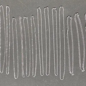 28 Mixed Silver Tone Chains, Assorted Styles and Lengths, Plus 20 Jewelry Bags