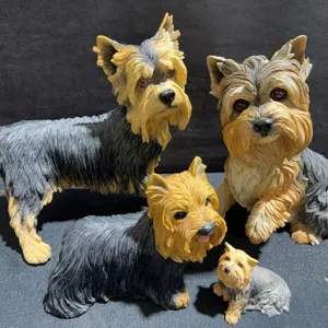 Country Artists Yorkshire Terrier Hand Painted Resin Figurines Set of Four