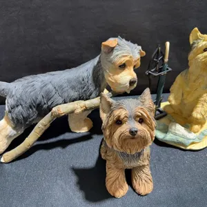 Sandicast Yorkshire Terrier Figure Group, 5 Dog Figurines, Hand-Painted Resin USA