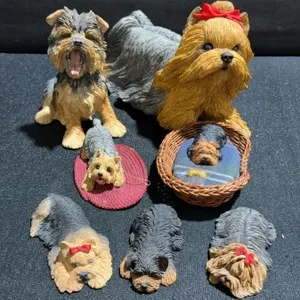 Sandicast & Camp Artist Yorkshire Terrier Figurines Lot, 8 Pieces, Mixed Styles