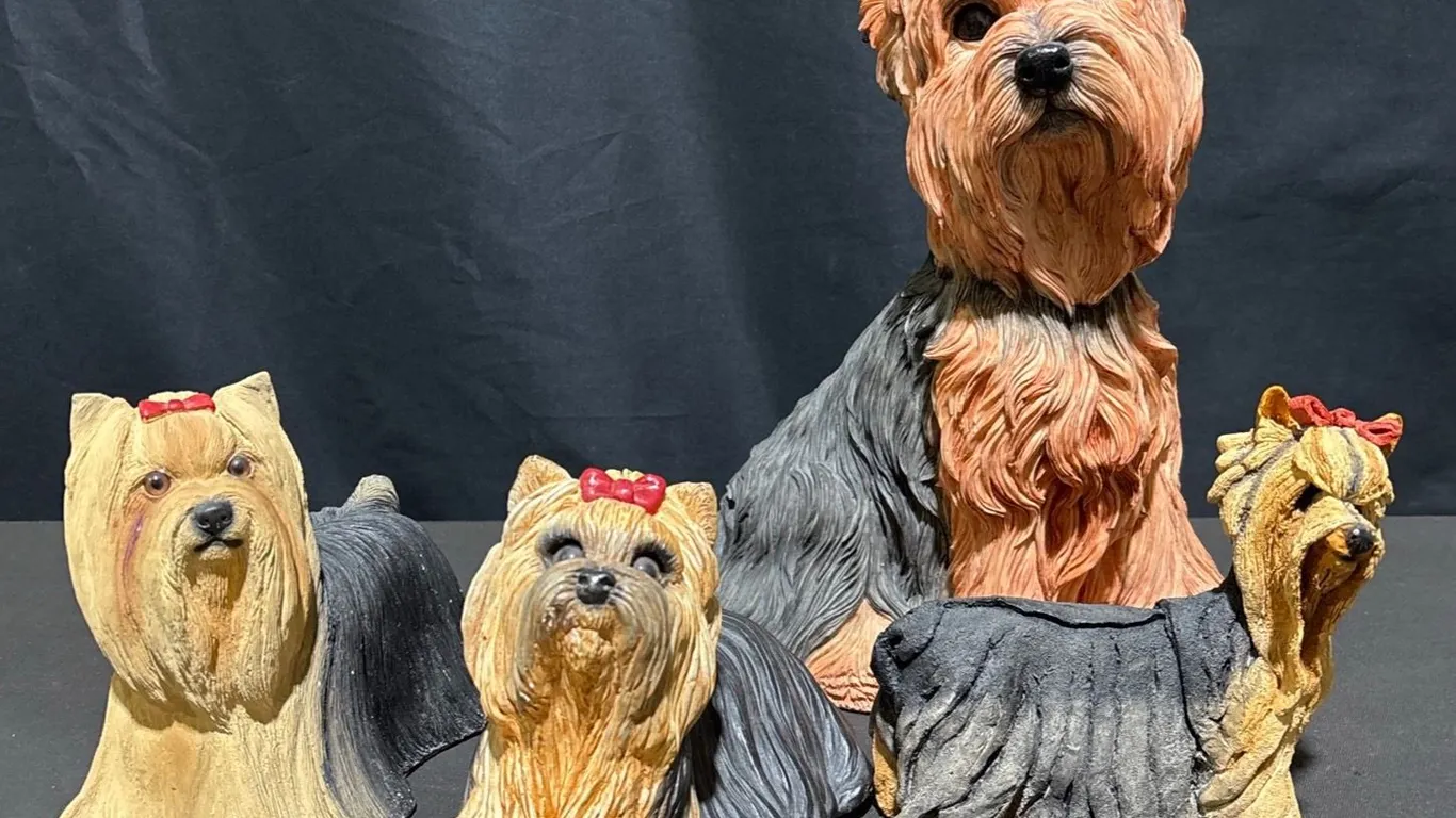 4 Yorkshire Terrier Dog Figurines Barkers Breed Artz Kitzler