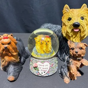 Yorkshire Terrier Figurines and "Thank You For Being A Friend" Snow Globe Lot