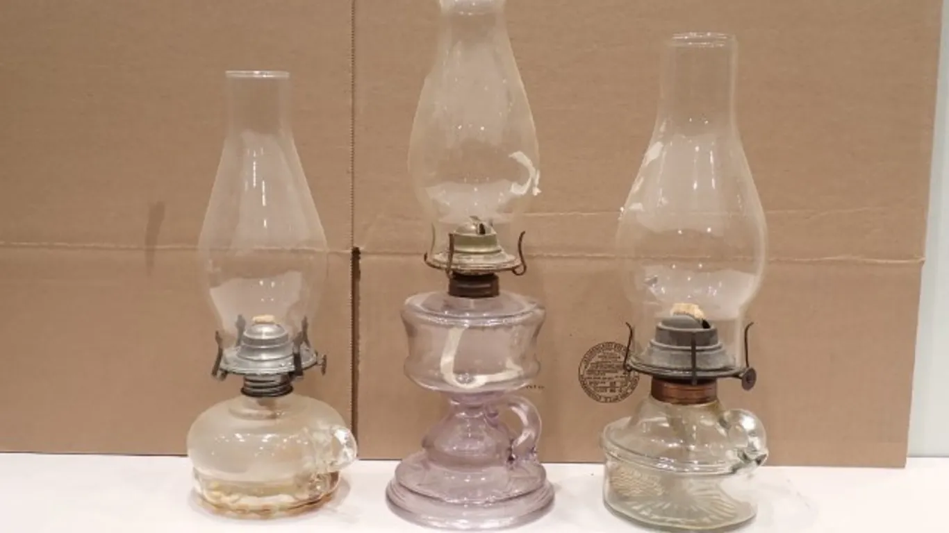 3 Glass Oil Lamps