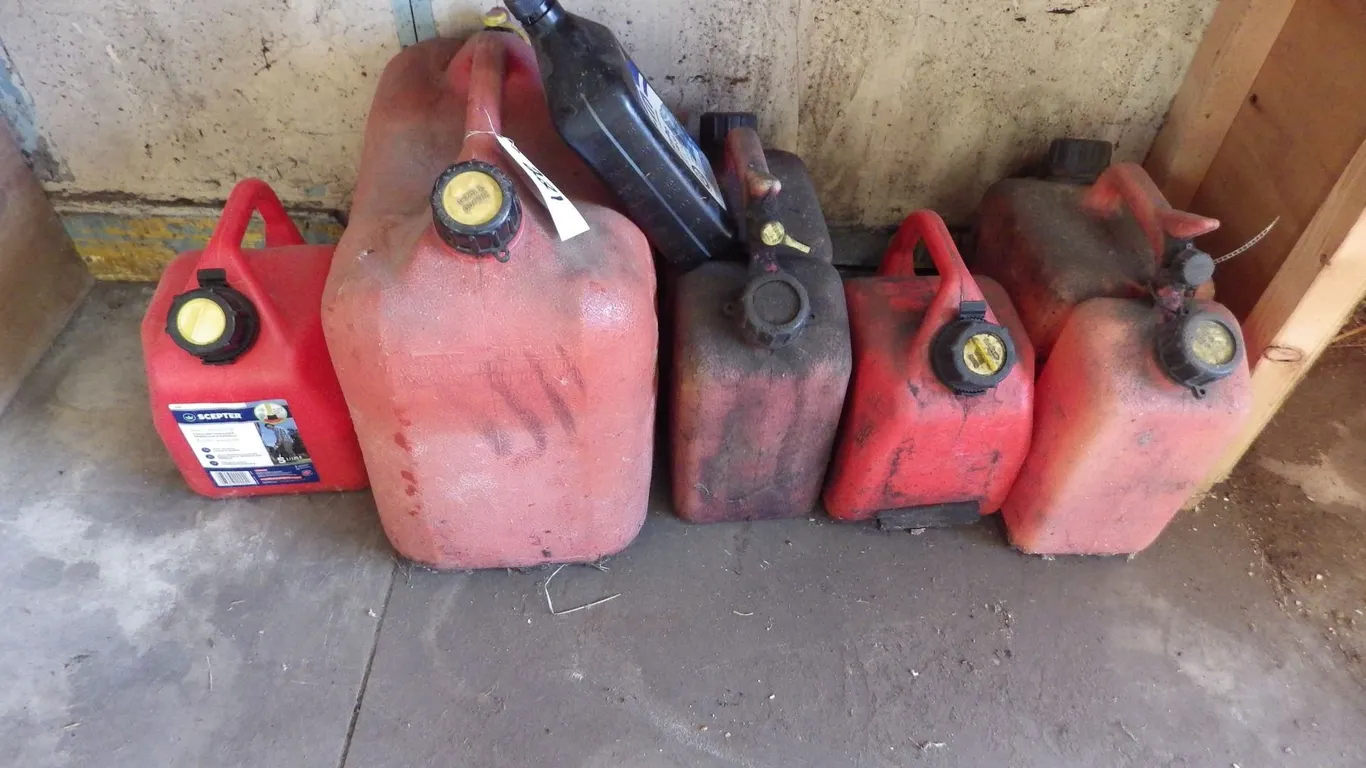 assorted fuel cans