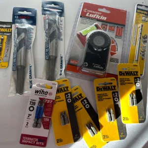 Tool Lot 2 Bosch Hammer Drill Bits + Specialty Angle Finder Level + Assorted Drill Bits