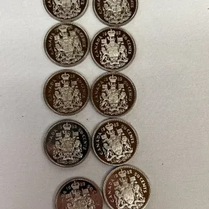 Lot of 10x 1982 Canada Frosted Proof 50-cents from Sets, 10Pcs