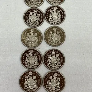 Lot of 10x 1982 Canada Frosted Proof 50-cents from Sets, 10Pcs