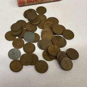 50x 1909-1958 Mixed Wheat Cents &  50x 1943 Canada George VI 1-cents