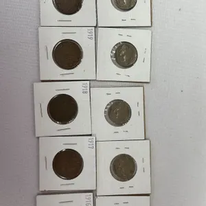 1916-1920 Large Cents (5) Lot & USA Buffalo Nickels (5) Lot 1919, 1930, 1935, 1936, 1937