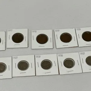 1916-1920 Large Cents (5) Lot & USA Buffalo Nickels (5) Lot 1924, 1927, 1935, 1936, 1937