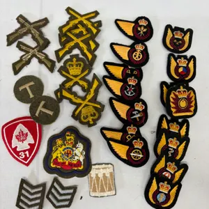 Royal Canadian Army Marksman & RCAF Padded Trade Badges  28 Piece Military Insignia Lot