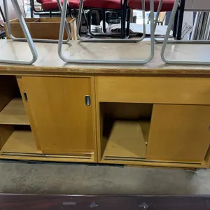 Wooden Desk and Cupboard