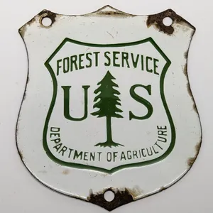 RARE PORCELAIN SIGN US FOREST SERVICE DEPARTMENT OF AGRICULTURE