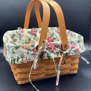 Longeberger Cake Basket w/Floral Liner