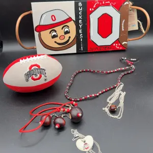 Ohio State Buckeyes Cheese Tray, Football & Necklaces