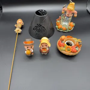 Fall Decorative Candle Holders, Candle Toppers & Pilgrim Mice Salt & Pepper Shakers