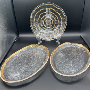 3 IVV Italian Glacier Ice Art Glass Plates