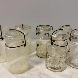 Seven Vintage Quart Mason Jars