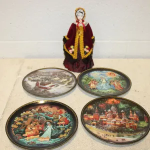 Russian Decorative Plates & Doll