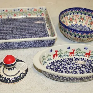 Polish Pottery Bakeware & Candleholder