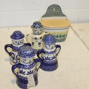Polish Pottery Figurines & Container