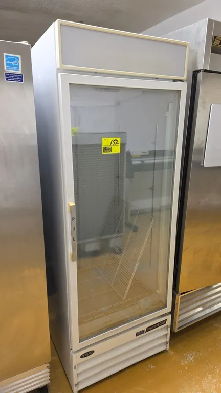 Norlake AdvantEDGE GR26H commercial 1-door glass door merchandiser refrigerator. Features self-contained refrigeration, hinged glass door, top illumin