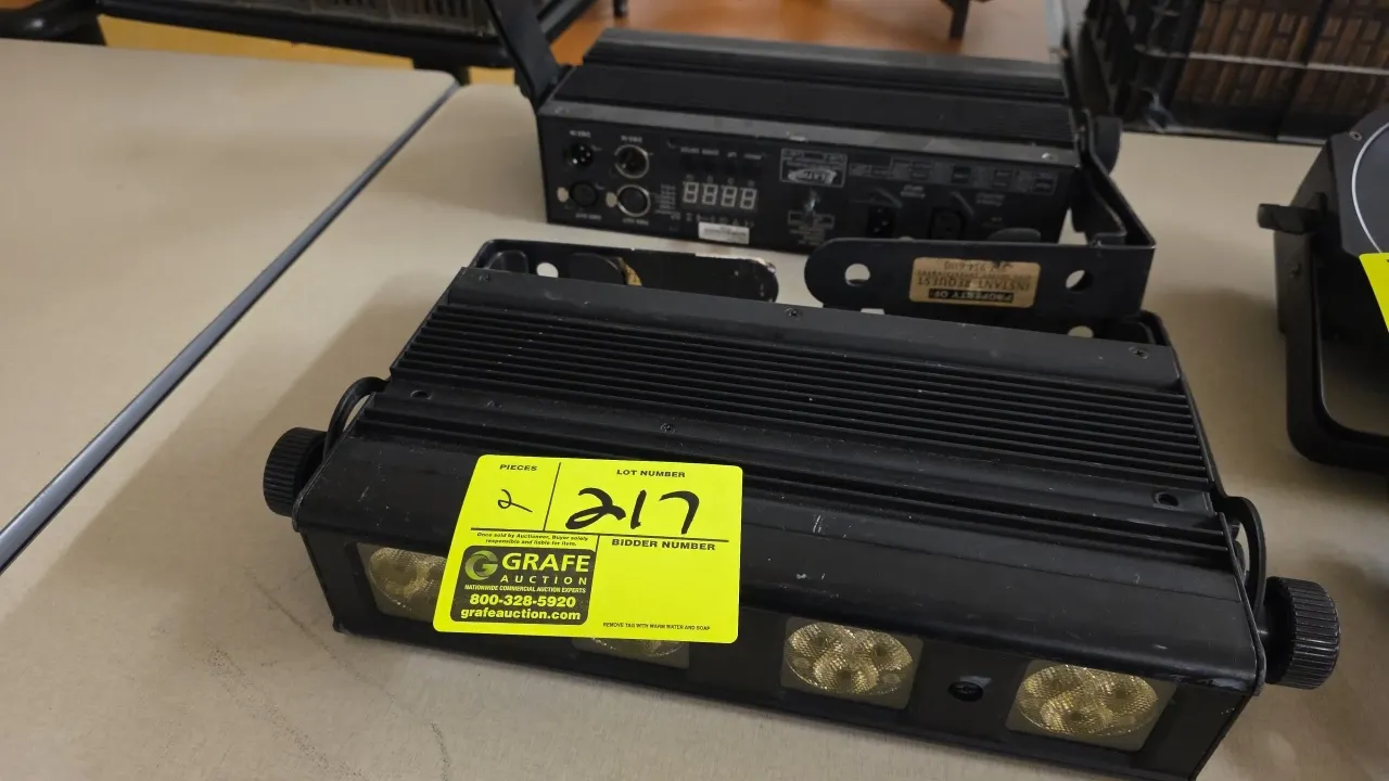 Elation Professional DLED 36 TRI BRICK stage light bars. Features RGB tri-color LEDs, 3-pin and 5-pin DMX in/out connectivity, digital display menu co