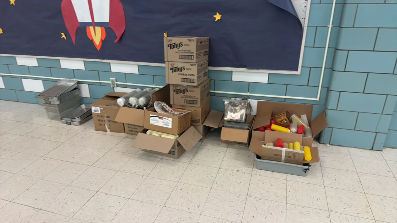 Kitchen Utensils, Condament Bottles, Plastic Trays and other misc.