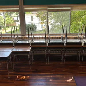 Approx (20)- school desks, (23)- chairs, desk, storage containers & more