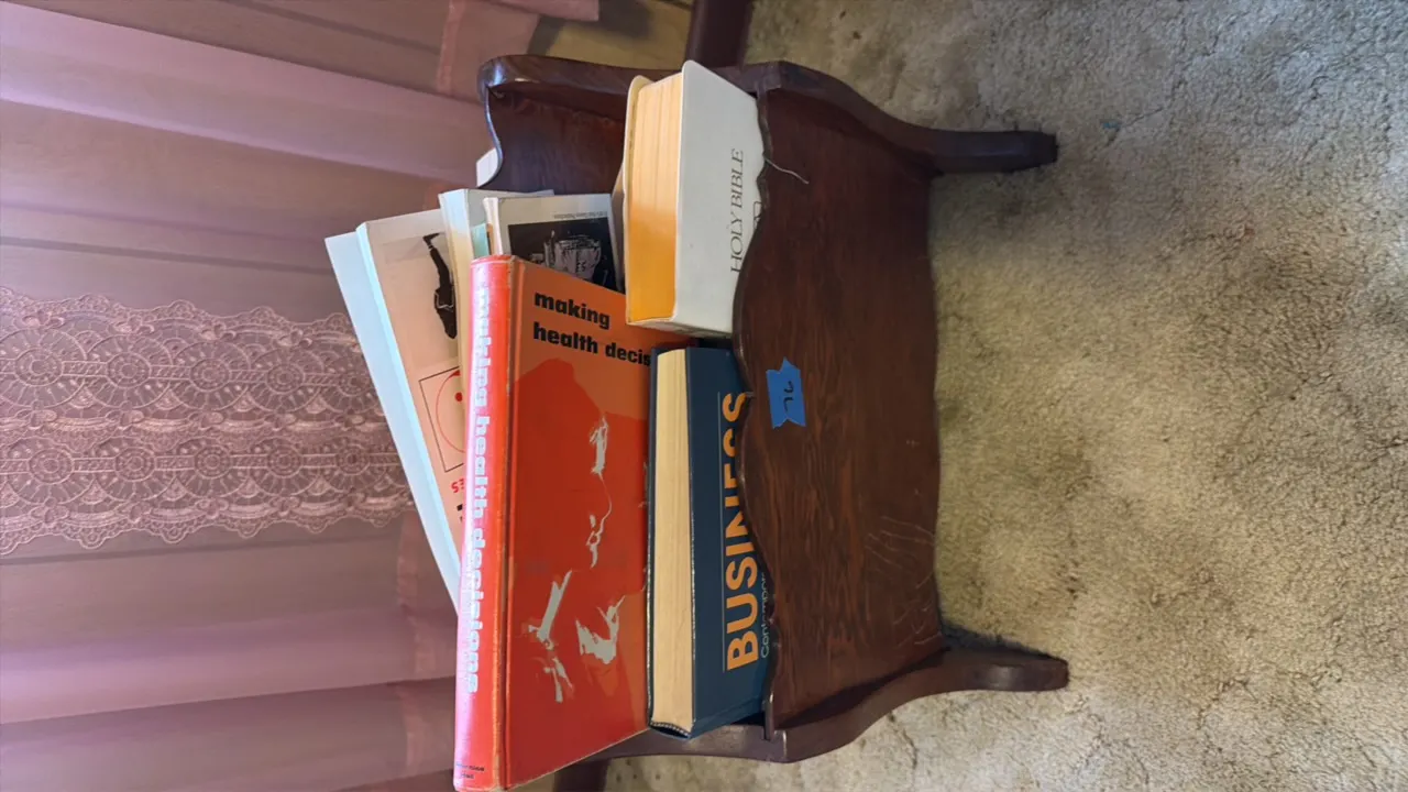 Book rack with books
