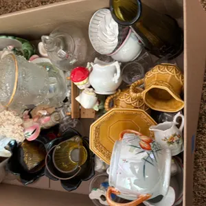 Box of glassware and decor