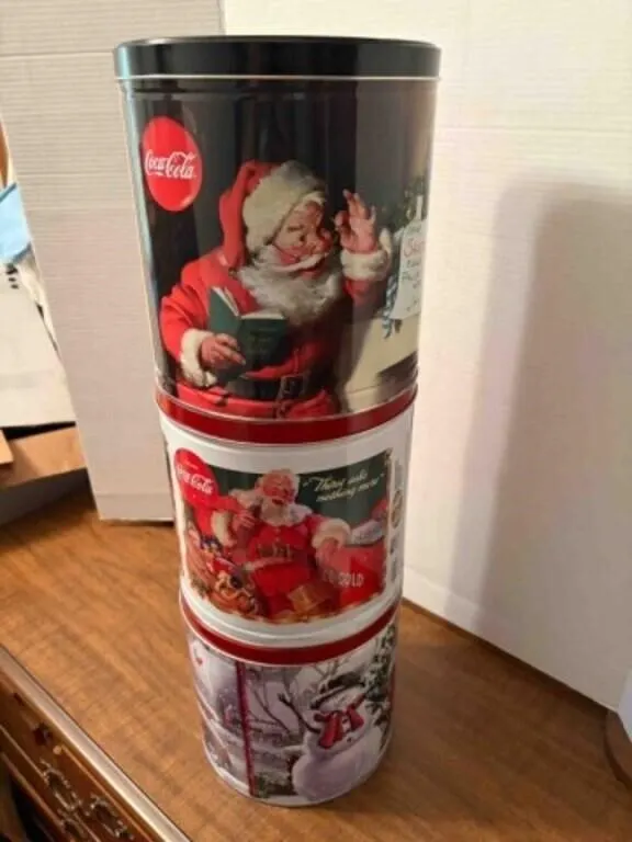 3 Christmas Tin Canisters