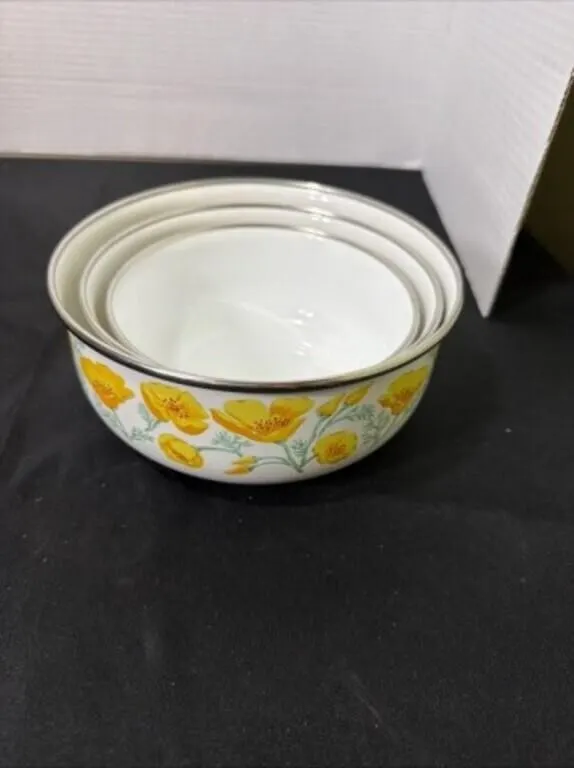 3 YELLOW POPPY KOBE KITCHEN BOWLS