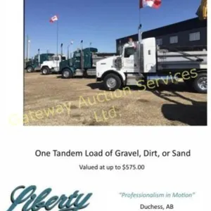 One Tandem load of Gravel, Dirt or Sand delivered