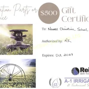$500 Gift Cert A-1 Irrigation for Parts or Service
